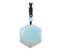 DUSHIABU Magen David Pendant Natural Healing Ameheyst Crystal Rose Quartz Onyx Hexagram Star of Stone Rope Chain Necklace(Man Made Opal)