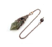 DUSHIABU Natural 12 Faceted Healing Crystal Reiki Divination Dowsing Rose Pink Quartz Stone Pendulum Pendant Chain Necklace Jewelry(Labradorite A)