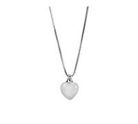 DUSHIABU Natural Stone Crystal Perfume Bottle Necklace Healing Amethysts Heart Pendant Reiki Essential Oil Diffuser Women(White Crystal-S)