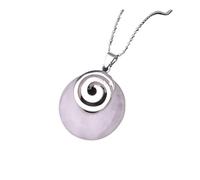 DUSHIABU Natural Stone Necklaces & Pendants Hollow Round Spiral White Crystal Black Agates Lava Chakra Reiki Pendulum for Girls(Rose Quartz)