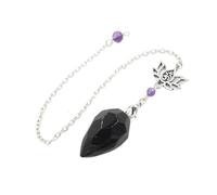 DUSHIABU Natural Stone Pendant White Crystal Pendulums for Dowsing Divination Black Obsidian Tiger Eye Clear Quartz OM Pendulos(Obsidian)