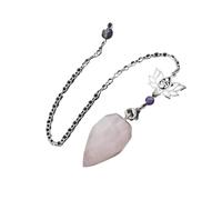 DUSHIABU Natural Stone Pendant White Crystal Pendulums for Dowsing Divination Black Obsidian Tiger Eye Clear Quartz OM Pendulos(Rose Quartz)