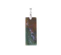 DUSHIABU Natural Stone Rectangle Pendants Necklace for Man Pillar Crystal Fluorite Amethyst Tiger Eye Stainless Steel Chain Necklace H225(Indian agate)