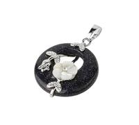 DUSHIABU Natural Stones Pendant for Necklace Round Flower Leaf Amethysts Rose Quartz Rock Crystal Healing Tiger Eye Jewelry(Blue Sand)