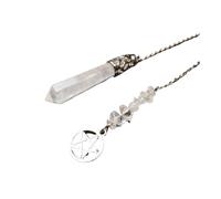 DUSHIABU Real Crystal Pendulum for Dowsing Divination Natural Stone Pendant White Quartz Celtic Charms Witch Spiritual Pendulos(White Crystal)