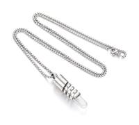 DUSHIABU Stainless Steel Aromatherapy Diffuser Pendant Necklace Open Locket Glass Bottle Perfume Oil Storage Women Aroma Jewelry(Blue White zinc Plated)