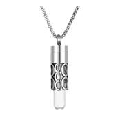 DUSHIABU Stainless Steel Aromatherapy Diffuser Pendant Necklace Open Locket Glass Bottle Perfume Oil Storage Women Aroma Jewelry(Silver)