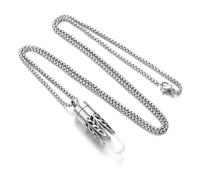 DUSHIABU Stainless Steel Aromatherapy Diffuser Pendant Necklace Open Locket Glass Bottle Perfume Oil Storage Women Aroma Jewelry(Silver Plated)