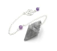 DUSHIABU Stupa Crystal Pendant Pendulum for Divination Cone Shape Natural Gem Stone Pink Quartz Amethyst Fluorite Pendulos(Labradorite)