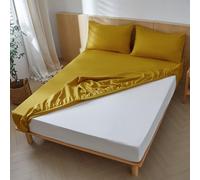 DuShow Brushed Microfiber Fitted Sheet King,36cm Deep Fitted King Sheet,Plain Dyed Bedding Sheet,Bottom Bed Sheet King-Yellow