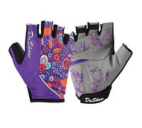 DuShow Cycling Gloves Women Half Finger,Gel Padded Bike Gloves Anti-Slip Shock-Absorbing Fingerless Bicycle Short Gloves,Workout Gloves Women Purple Floral-M
