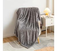 DuShow Flannel Fleece Throw Blanket Double Size,Soft Jacquard Fluffy Velvet Blankets for Bed, Sofa and Couch,Dark Grey,150x200 cm