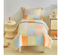 DuShow Floral Bed Duvet Cover Set,Toddler Bedding Set For Boys And Girls,Patchwork Printed Toddler Bed Duvet Cover and Pillowcase Set for All Seasons Orange-120 x 150
