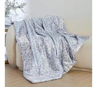 DuShow Gray Satin Throw Blanket - 152 x 203 cm,Soft & Cozy Packable Lightweight Satin Blanket,Silky Throw Blanket for Couch,Sofa,Bed,Camping,Outdoor,Travel,Car- Leopard