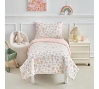 DuShow Pink Floral Cot Bed Duvet Cover Set,Toddler Bedding Sets For Girls,Flower Toddler Cot Bed Duvet Cover and Pillowcase -120 x 150