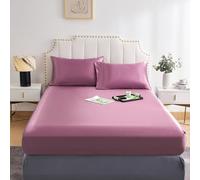 DuShow Satin Fitted Sheet King,Pink Silky Deep Pocket Fitted Sheet,Soft Satin Bed Satin Sheets,Cooling Fitted Sheet Only(Pink,King)