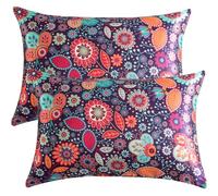 DuShow Satin PillowCases 2 Pack - Floral Silky Red Pillowcase for Hair and Skin Standard Size with Zipper Closure,Sun Flower,50x75 cm