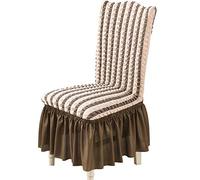 DuShow Taupe Dining Chair Slipcovers Seersucker Ruffle Chair Cover With Skirt Removable Washable Chair Seat Protector Soft Long Stretch Chair Covers For Dining Room,Living Room(1 Pieces)