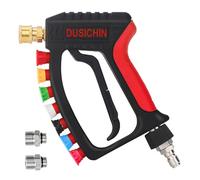 DUSICHIN Short Pressure Washer Wand High Spray Swivel Gun 7 Nozzle Tips 4000 PSI,Foam Cannon Attachment 1/4" Quick Connector Outlet,M22-14mm M22-15mm Fitting,Not Use with Garden Hose