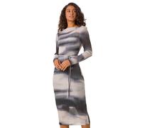 Dusk Abstract Plisse Stretch Mesh Midi Dress In Black Black 18