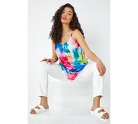 Dusk Abstract Print Double Layer V-Neck Cami Top In Blue Blue 8