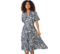 Dusk Abstract Print Midi Shirt Dress Dusk Navy 10