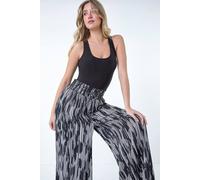Dusk Abstract Stretch Shirrred Wide Leg Trousers In Black Black 10