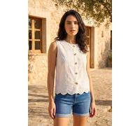 Dusk Broderie Button Blouse In White White 8