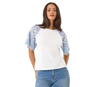 Dusk Broderie Contrast Sleeve Top Dusk White 14