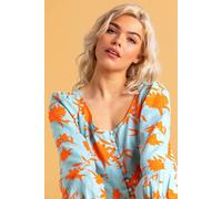 Dusk Button Though Floral Print Blouse In Orange Orange 6