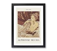 Dusk By Alphonse Mucha Exhibition Museum Painting Framed Print | A2 Black Framed Wall Art | Ready to Hang | Modern Historical Picture | Living Room Bedroom Lounge Office
