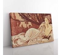 Dusk By Alphonse Mucha Modern Art Canvas Wall Art Print 24x16 Inch
