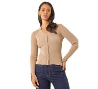 Dusk Collared V-Neck Knit Top In Natural Natural 10