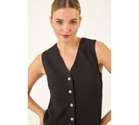 Dusk Crinkle Textured Waist Coat In Black Black 10