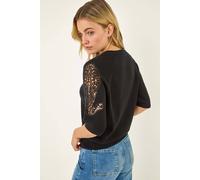 Dusk Crochet Sleeve Knit Top In Black Black 18