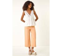 Dusk Denim Pocket Detail Wide Leg Culotte In Peach Peach 10