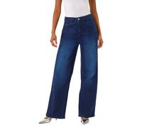 Roman Originals Wide Leg Jeans for Women UK Ladies Denim Trousers Palazzo Pants Jeggings Stretchy Cotton Summer Winter Autumn Spring Smart Office Work Party Flattering Bottoms - Denim Indigo - Size 16
