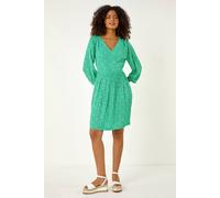 Dusk Ditsy Floral Print V-Neck Dress In Green Green 10