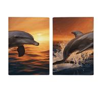 Dusk Dolphin Passport Holder Ultra Slim PU Leather Travel Document Organizer Compact Premium International US Passport Protector Cover for Women Men