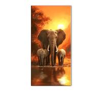 Dusk Elephant Diamond Art Kits Adults, 5D Diamond Painting for Beginner, Gem Art Cross Stitch Kits, DIY Full Drill Crystal Embroidery Kit for Crafts, for Home Decoration Paintings 32x64in J26-1618