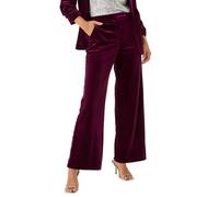 Dusk Fashion Velvet Pocket Stretch Trouser for Women UK - Ladies Everyday Autumn Winter Comfy Soft Evening Vacation Work Party Night Out - Burgundy - Size 16