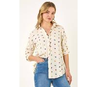 Dusk Floral Embroidered Shirt In Ivory Ivory L