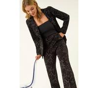 Dusk Floral Flocked Premium Stretch Trousers In Black Black 14
