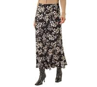 Dusk Floral Fluted Midi Skirt In Black Black 12