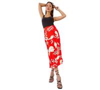 Dusk Floral Satin A-Line Midi Skirt Dusk Orange 10
