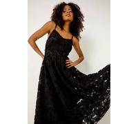 Dusk Floral V-Neck Strap Midi Dress In Black Black 14