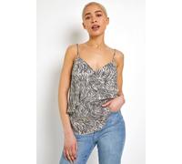 Dusk Frill Detail Animal Print Cami Top In White White 8