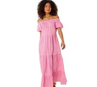 Dusk Gingham Bardot Tiered Maxi Dress Dusk Pink 8