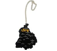 Dusk India Panjab Map Acrylic Car Hanging Both Accessories Printed Interior Decoration, Plastic (Black)