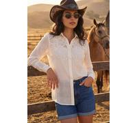 Dusk Lace Trim Button Shirt In White White S
